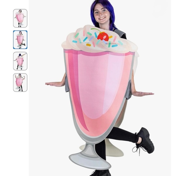 Strawberry Milkshake Dessert Halloween Costume One Size Pink One Size NWT - Picture 1 of 3